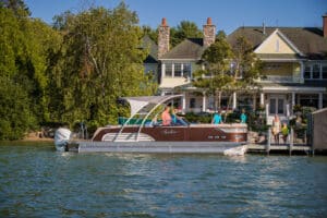 Avalon Ambassador Elite with windshield out on the lake