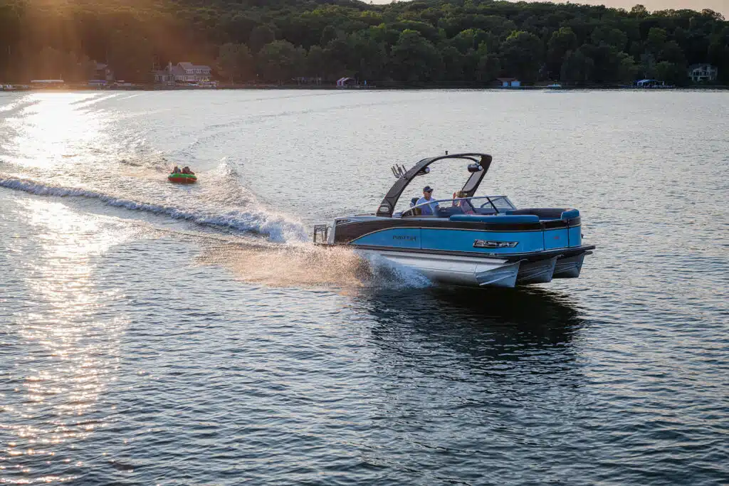 Tubing on a Waketoon pontoon.