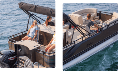An Avalon Pontoons Boat sailing with Four passengers seated comfortably