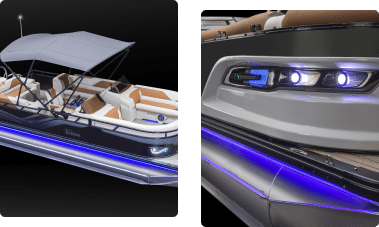 Two pictures of Avalon Pontoons Boat's design